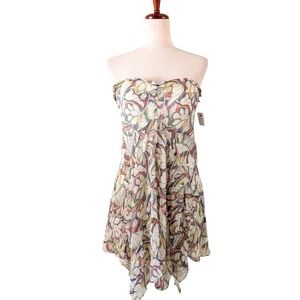 Isabel Marant Louane Strapless Dress Blue Green Print Silk Viscose Blend Size 40